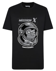 Bigdude Ape Astronaut Print T-Shirt Schwarz